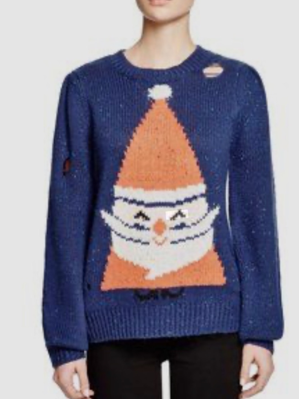Brand New Wildfox Jingle Man Misty Distressed Navy Sweater in Small